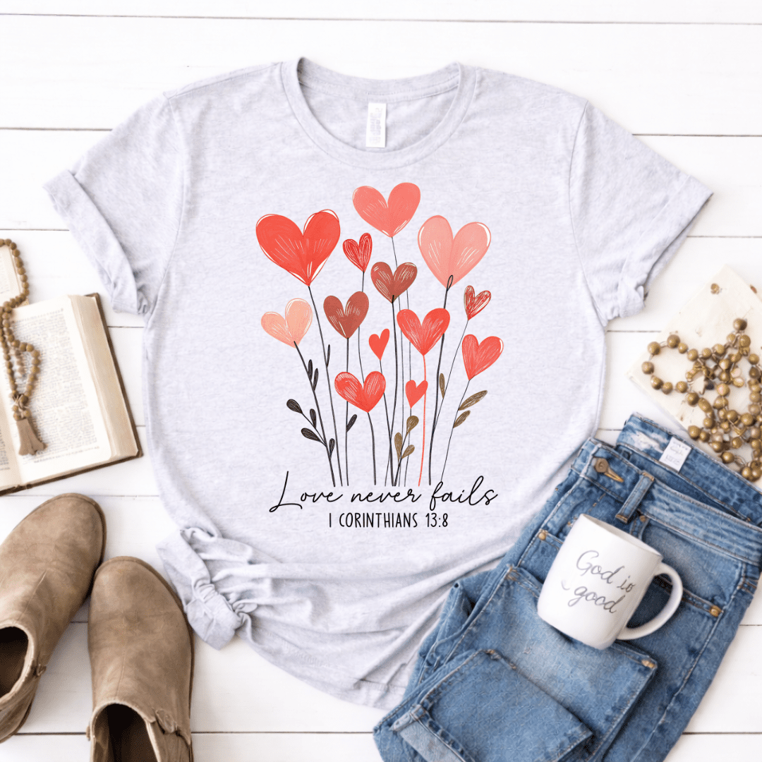 Love Never Fails – Bella Canvas Unisex Tee - 931 Graphics